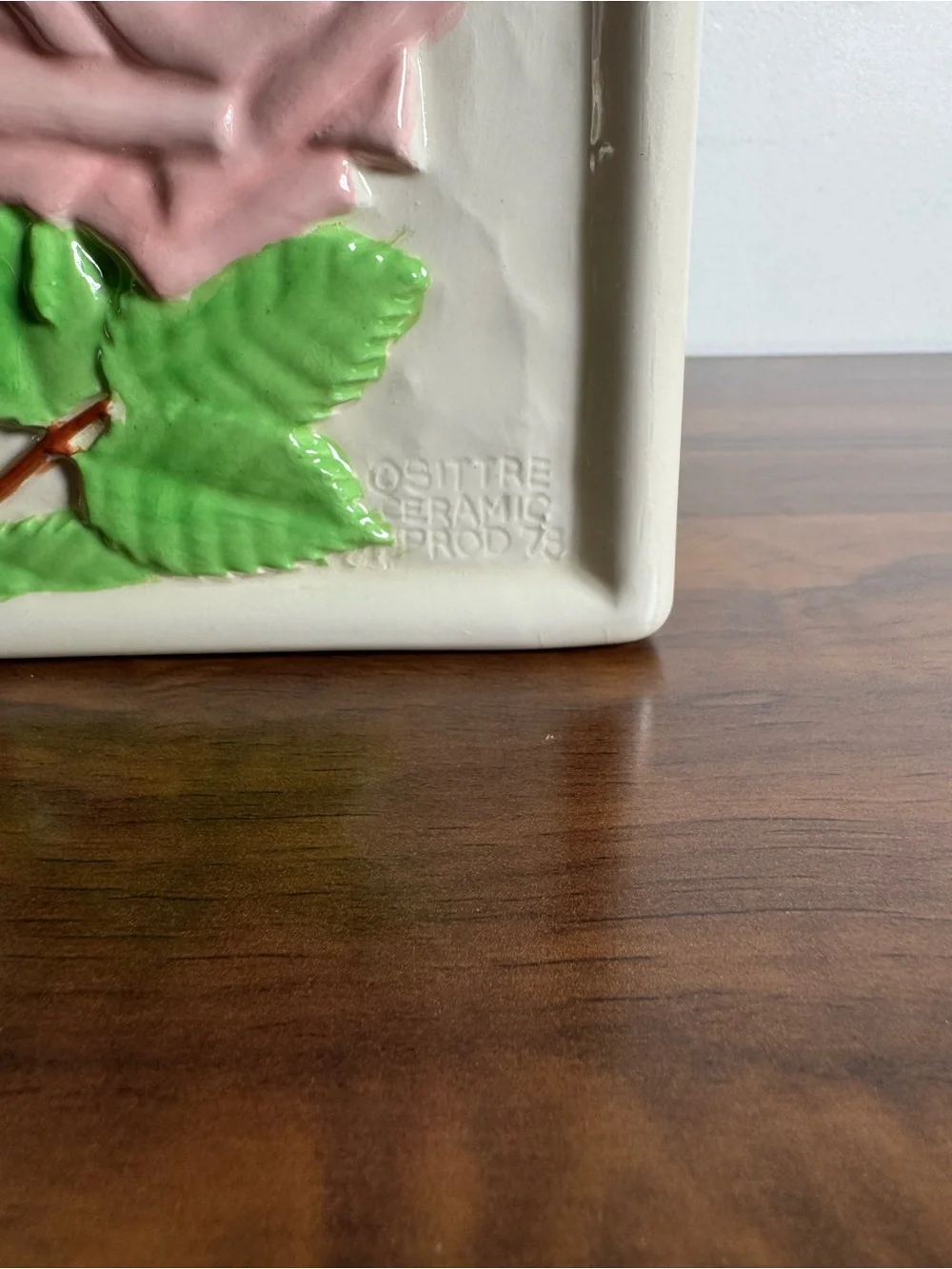 Vintage 1978 Sitter Ceramic Rose Tissue Box Cover Pink Floral